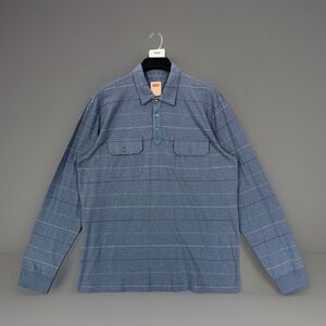 Levi's Men's Size L Long Sleeve Polo Shirt Blue Striped Speckled Knit 2 Pocket